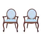 Kit 02 Poltronas Decorativas Sala de Estar Base Madeira Maciça Adrie Sarja Bege/Imbuia G36 - Gran Belo