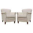 Kit 02 Poltronas Decorativas Sala de Estar Brunei Pés Madeira Couro Off White - Gran Belo