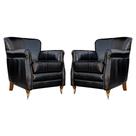 Kit 02 Poltronas Decorativas Sala de Estar Brunei Pés Príncipe Couro Preto - Gran Belo
