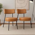 Kit 02 Poltronas Decorativas Sala de Estar Kobe Estofada com Encosto material sintético Whisky - Desk Design