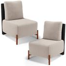 Kit 02 Poltronas Decorativas Sala de Estar Living Hungria L02 material sintético Preto Bouclê Creme - Lyam