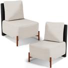 Kit 02 Poltronas Decorativas Sala de Estar Living Hungria L02 material sintético Preto Linho Cru - Lyam Kit 02 Poltronas Decorativas Sala de Estar Living Hungria L02 material sintético Preto Linho Cru - Lyam