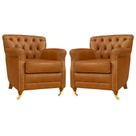 Kit 02 Poltronas Decorativas Sala de Estar Níger Pés Príncipe Couro Mel G58 - Gran Belo