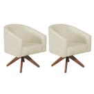Kit 02 Poltronas Decorativas Sala de Estar Recepção Luiza Base Giratória de Madeira Suede - Amarena Móveis Kit 02 Poltronas Decorativas Sala de Estar Recepção Luiza Base Giratória de Madeira Suede - Amarena Móveis