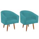 Kit 02 Poltronas Decorativas Sala de Estar Recepção Luiza Pés Palito Suede - Doce Sonho Móveis