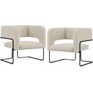 Kit 02 Poltronas Decorativas Scarlett D02 Base de Aço Preto Linho Champagne A-48 - Lyam Decor Kit 02 Poltronas Decorativas Scarlett D02 Base de Aço Preto Linho Champagne A-48 - Lyam Decor