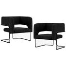 Kit 02 Poltronas Decorativas Scarlett D02 Base de Aço Preto Linho Chumbo D-465 - Lyam Decor Kit 02 Poltronas Decorativas Scarlett D02 Base de Aço Preto Linho Chumbo D-465 - Lyam Decor