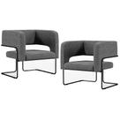Kit 02 Poltronas Decorativas Scarlett D02 Base de Aço Preto Linho Cinza Escuro C-416 - Lyam Decor Kit 02 Poltronas Decorativas Scarlett D02 Base de Aço Preto Linho Cinza Escuro C-416 - Lyam Decor