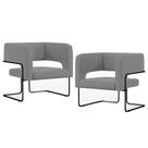 Kit 02 Poltronas Decorativas Scarlett D02 Base de Aço Preto Veludo Cinza C-317 - Lyam Decor