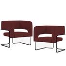 Kit 02 Poltronas Decorativas Scarlett D02 Base de Aço Preto Veludo Marsala D-278 - Lyam Decor Kit 02 Poltronas Decorativas Scarlett D02 Base de Aço Preto Veludo Marsala D-278 - Lyam Decor