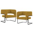 Kit 02 Poltronas Decorativas Scarlett D02 Base de Aço Preto Veludo Mostarda D-260 - Lyam Decor Kit 02 Poltronas Decorativas Scarlett D02 Base de Aço Preto Veludo Mostarda D-260 - Lyam Decor