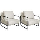Kit 02 Poltronas Decorativas Sevilha Base de Ferro Preta Linho