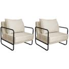 Kit 02 Poltronas Decorativas Sevilha Base de Ferro Preta Sintético