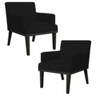 Kit 02 Poltronas Decorativas Vitória W01 Suede Preto - Mpozenato Kit 02 Poltronas Decorativas Vitória W01 Suede Preto - Mpozenato