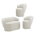 Kit 02 Poltronas e 01 Namoradeira Orgânica Mavi Bouclê Creme - Abmaza Kit 02 Poltronas e 01 Namoradeira Orgânica Mavi Bouclê Creme - Abmaza