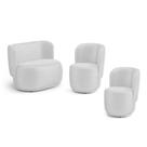Kit 02 Poltronas e 01 Namoradeira Orgânica Molly material sintético Branco - Desk Design