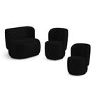Kit 02 Poltronas e 01 Namoradeira Orgânica Molly material sintético Preto - Desk Design
