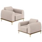 Kit 02 Poltronas E Pés D'Ouro Molino D02 Veludo Bege C-309