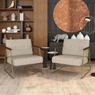 Kit 02 Poltronas Estofadas Columbia Industrial Dourado/sd Bege - M.a