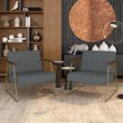 Kit 02 Poltronas Estofadas Columbia Industrial Dourado/sd Cinza - M.a Kit 02 Poltronas Estofadas Columbia Industrial Dourado/sd Cinza - M.a