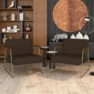 Kit 02 Poltronas Estofadas Columbia Industrial Dourado/sd Marrom - M.a Kit 02 Poltronas Estofadas Columbia Industrial Dourado/sd Marrom - M.a
