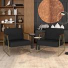 Kit 02 Poltronas Estofadas Columbia Industrial Dourado/sd Preto - M.a Kit 02 Poltronas Estofadas Columbia Industrial Dourado/sd Preto - M.a