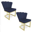 Kit 02 Poltronas Flor Veludo Base Metálica Industrial Dourado - Pallazio Kit 02 Poltronas Flor Veludo Base Metálica Industrial Dourado - Pallazio