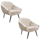 Kit 02 Poltronas Giovana Suede Bege Pés Palito Ferro Drossi