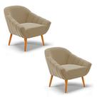 Kit 02 Poltronas Giovana Suede Marrrom Rato Pés Palito Castanho - Indo Decorar