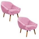 Kit 02 Poltronas Giovana Suede Pés Palito Castanho rosa Bebê Kit 02 Poltronas Giovana Suede Pés Palito Castanho rosa Bebê