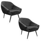 Kit 02 Poltronas Giovana Suede Preto Pés Palito Ferro Drossi