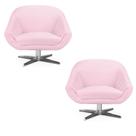 Kit 02 Poltronas Giovana Suede Rosa Bebê