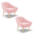 Kit 02 Poltronas Giovana Suede Rosa Bebê Natural
