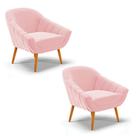 Kit 02 Poltronas Giovana Suede Rosa Bebê Pés Palito Castanho D03 - D'Rossi Kit 02 Poltronas Giovana Suede Rosa Bebê Pés Palito Castanho D03 - D'Rossi