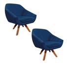 Kit 02 Poltronas Giratória Giovana Suede Base Madeira MM30 D01 - D'Rossi Kit 02 Poltronas Giratória Giovana Suede Base Madeira MM30 D01 - D'Rossi