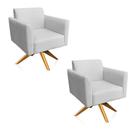 Kit 02 Poltronas Giratória Marisa Suede Cinza Base Madeira Kit 02 Poltronas Giratória Marisa Suede Cinza Base Madeira
