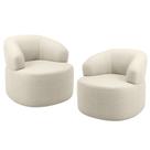 Kit 02 Poltronas Giratória Orgânica Para Sala de Estar Living Helena L02 Facto Pérola Metalizado - Lyam Decor