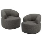 Kit 02 Poltronas Giratória Orgânica Para Sala De Estar Living Helena L02 Linho Mescla Chumbo - Lyam Decor