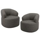 Kit 02 Poltronas Giratória Orgânica Para Sala de Estar Living Helena L02 Linho Mescla Chumbo - Lyam Decor