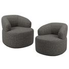 Kit 02 Poltronas Giratória Orgânica Para Sala de Estar Living Helena L02 Linho Mescla Chumbo - Lyam Decor