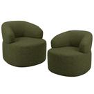 Kit 02 Poltronas Giratória Orgânica Para Sala de Estar Living Helena L02 Linho Verde - Lyam Deco Kit 02 Poltronas Giratória Orgânica Para Sala de Estar Living Helena L02 Linho Verde - Lyam Deco