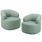 Kit 02 Poltronas Giratória Orgânica Para Sala de Estar Living Helena L02 Linho Verde Menta - Lyam Decor