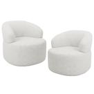 Kit 02 Poltronas Giratória Orgânica Para Sala de Estar Living Helena L02 Prime Bouclê Cru - Lyam Decor