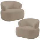 Kit 02 Poltronas Giratória Orgânica Para Sala Living Florea M05 Bouclê Bege - Lyam Decor Kit 02 Poltronas Giratória Orgânica Para Sala Living Florea M05 Bouclê Bege - Lyam Decor