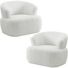 Kit 02 Poltronas Giratória Orgânica Para Sala Living Florea M05 Bouclê Creme - Lyam Decor