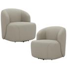 Kit 02 Poltronas Giratória Orgânica Para Sala Living Heidy F04 Linho Bege - Lyam Decor Kit 02 Poltronas Giratória Orgânica Para Sala Living Heidy F04 Linho Bege - Lyam Decor