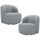 Kit 02 Poltronas Giratória Orgânica Para Sala Living Heidy F04 Linho Cinza - Lyam Decor