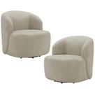 Kit 02 Poltronas Giratória Orgânica Para Sala Living Heidy F04 Veludo Bege - Lyam Decor