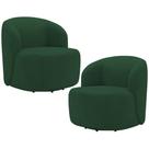 Kit 02 Poltronas Giratória Orgânica Para Sala Living Heidy F04 Veludo Verde - Lyam Decor