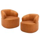Kit 02 Poltronas Giratória Orgânica Para Sala Living Helena L02 material sintético Canela - Lyam Decor
